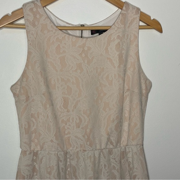 42-Heart Soul Cream Floral Lace Print A-Line Mini Dress Size Large - Picture 2 of 8